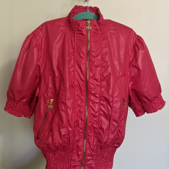 ecko red puffer jacket, half sleeve, lg. graffiti art. urban 90s, y2k hip hop. - Picture 4 of 12